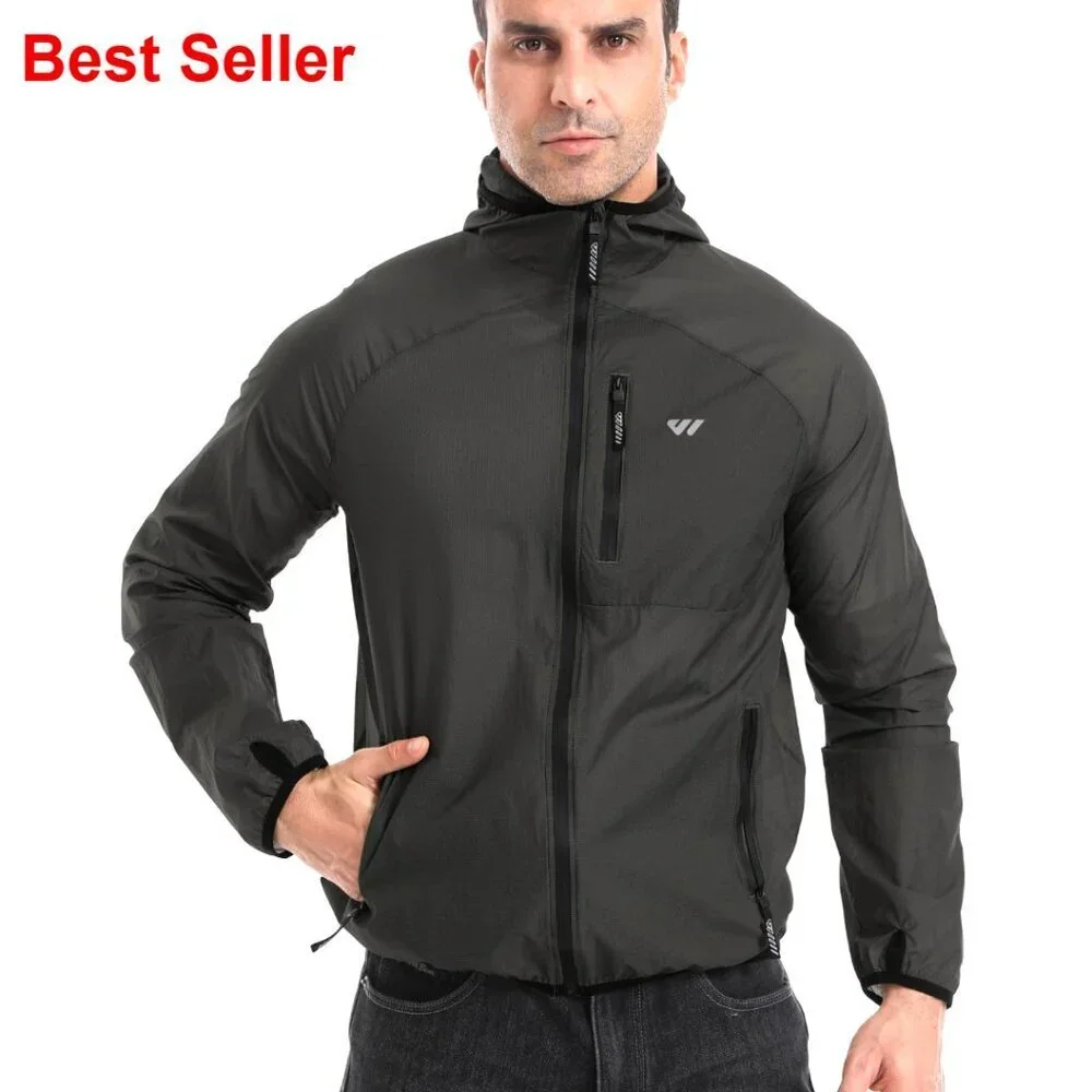 Lightweight Packable Windbreaker Jacket with Hood for Cycling Running Golf